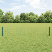 vidaXL Euro Staket med 11 U-poster Grön 0,4x25 m Stål