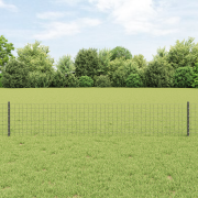 vidaXL Eurostängsel med 11 U-stolpar Grå 0.4x25 m Stål