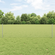 vidaXL Euro Stängsel med 11 U-poster Silver 0,6x25 m Stål