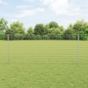 vidaXL Euro Stängsel med 22 U Stolpar Silver 1x25 m Stål