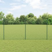 vidaXL Kedjegrind med 10 U-stolpar Grön 1,5x10 m Stål