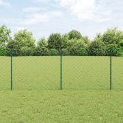 vidaXL Kedjestängsel med 10 U-poster Grön 1x10 m Stål