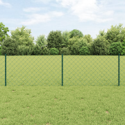vidaXL Kedjefäste med 22 U-stolpar Grön 0.6x25 m Stål
