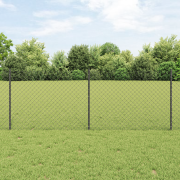 vidaXL Kedjestängsel med 22 U-stolpar Grå 0.8x25 m Stål