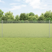 vidaXL Svetsat trådgärde med 5 U-stolpar Silver 0,8x10 m Stål