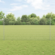 vidaXL svetsad trådgärd med 22 U-stolpar Silver 1.2x25 m stål