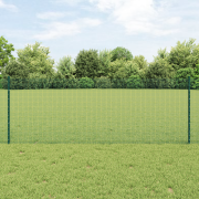 vidaXL svetsat järnstaket med 5 U-poster Grön 0.8x10 m Stål