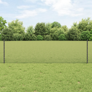 vidaXL Svetsad Trådgärd med 5 U-stolpar Grå 0.6x10 m Stål