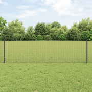 vidaXL Svetsat Trådgärde med 11 U-poster Grå 0.6x25 m Stål