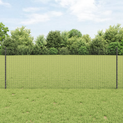 vidaXL Svetsat Trådgärde med 11 U-stolpar Grå 0.8x25 m Stål
