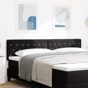 vidaXL LED Sänggavel Kristallknapp Knappstickad Svart 90 cm Sammet