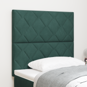 vidaXL LED-huvudgavel Diamantblocksmönster Mörkgrön 100 cm Sammet