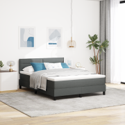 vidaXL Låda vår säng med madrass mörkgrå 160x200 cm Tyg