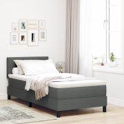 vidaXL Boxfjäder Säng med Madrass Mörkgrå 90x200 cm Tyg