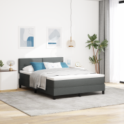 vidaXL Boxspring-säng med madrass Mörkgrå 140x200 cm Tyg
