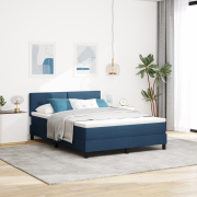 vidaXL Boxspring säng med madrass blå 160x200 cm tyg