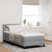 vidaXL Boxspring Säng med Madrass Ljusgrå 90x190 cm Tyg