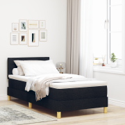 vidaXL Box Spring Säng med Madrass Svart 80x200 cm Tyg