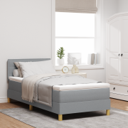 vidaXL Box Spring Säng med Madrass Ljusgrå 90x200 cm Tyg