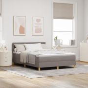 vidaXL Boxfjäder Säng med Madrass Taupe 140x200 cm Tyg