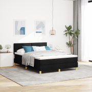 vidaXL Boxfjäder säng med madrass svart 160x200 cm tyg