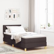 vidaXL Boxspring-säng med madrass Mörkbrun 100x200 cm Tyg