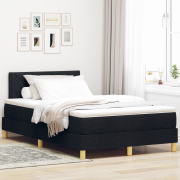 vidaXL Boxfjädersäng med madrass Svart 120x200 cm Tyg