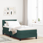 vidaXL Boxspring Säng med Madrass Mörkgrön 80x200 cm Sammet