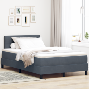 vidaXL Boxfjärmad säng med madrass Mörkgrå 120x200 cm Sammet
