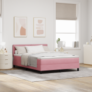 vidaXL Sängbotten med Madrass Rosa 140x200 cm Sammet