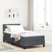 vidaXL Sängbotten med Madrass Mörkgrå 90x200 cm Sammet