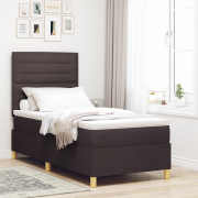 vidaXL Box säng med madrass Mörkbrun 80x200 cm Tyg