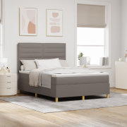 vidaXL Boxspring-säng med madrass Taupe 160x200 cm Tyg