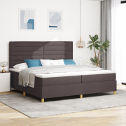 vidaXL sängbotten med madrass mörk brun 200x200 cm tyg