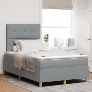 vidaXL Boxmadrass med Madrass Ljusgrå 120x200 cm Tyg