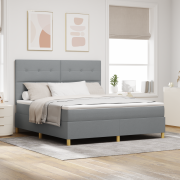 vidaXL Box Spring Säng med Madrass Ljusgrå Super King Tyg