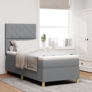 vidaXL Box Spring Bed med madrass Ljusgrå 100x200 cm Tyg
