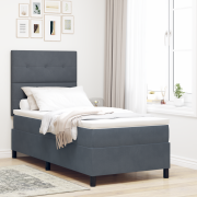 vidaXL Resårsäng med madrass 100x200 cm mörkgrå sammet