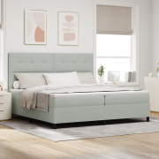 vidaXL Resårsäng med madrass 200x200 cm ljusgrå sammet