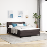 vidaXL Sängbotten med Madrass Mörkbrun 160x200 cm Tyg