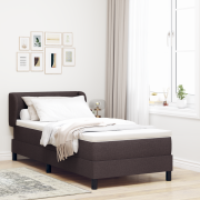vidaXL Resårsäng med madrass 90x200 cm mörkbrun tyg