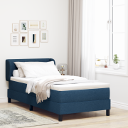 vidaXL Resårsäng med madrass 100x200 cm blå tyg