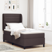 vidaXL Sängbotten med madrass Mörkbrun 100x200 cm Tyg
