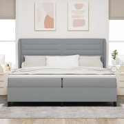 vidaXL Resårsäng med madrass 200x200 cm ljusgrå tyg