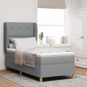 vidaXL Resårsäng med madrass 100x200 cm ljusgrå tyg
