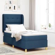 vidaXL Resårsäng med madrass 100x200 cm blå tyg