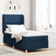 vidaXL Resårsäng med madrass 100x200 cm blå tyg