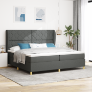 vidaXL Resårsäng med madrass 200x200 cm mörkgrå tyg