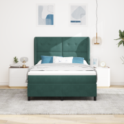vidaXL Resårsäng med madrass 140x190 cm mörkgrön sammet