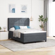 vidaXL Sängbotten med Madrass Mörkgrå 160x200 cm Sammet